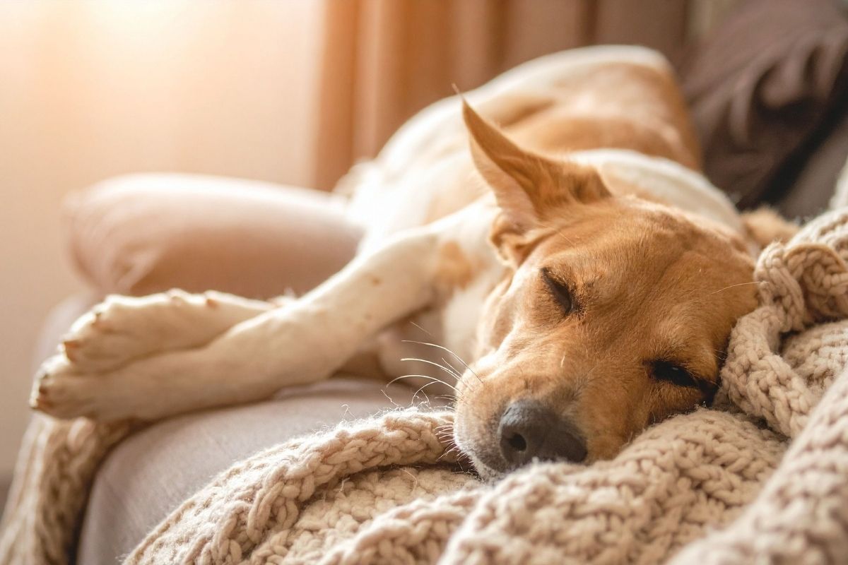 Dog sleeping in a couch