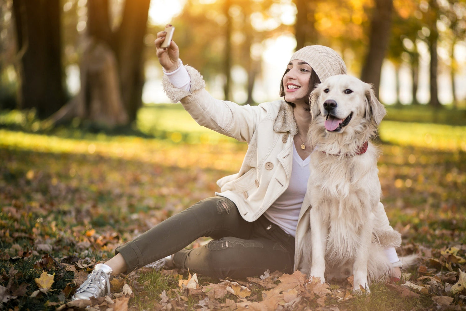 Girl doing a selfie with her dog